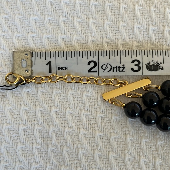 NWT Talbots 3-strand bead necklace. Navy blue & gold beads w/9” extender - Picture 8 of 11